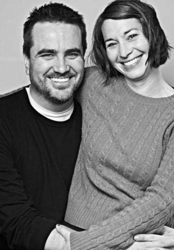 black and white photo of a very happy young couple