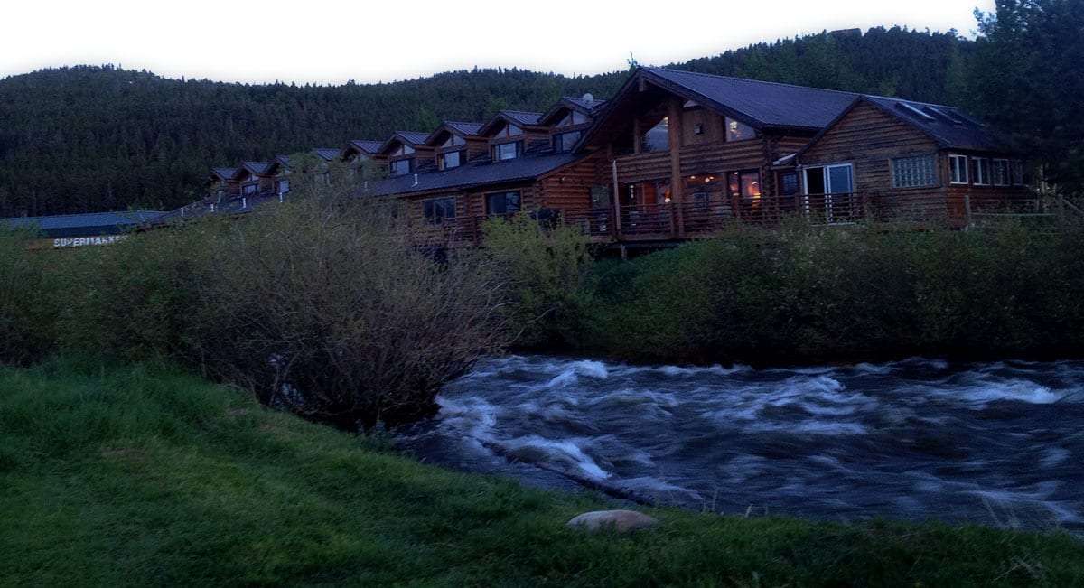 Boulder Creek rustles to divide The Lodge at Nederland from First Street. 