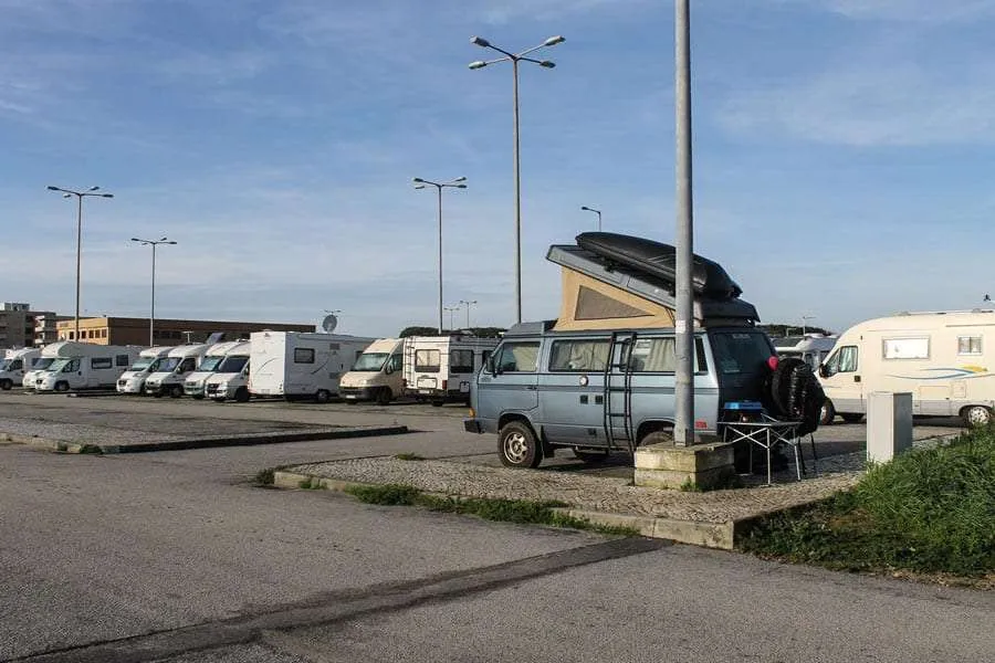 an parking lot for travelers in Europe