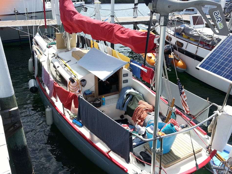 a boat full of laundry, literally