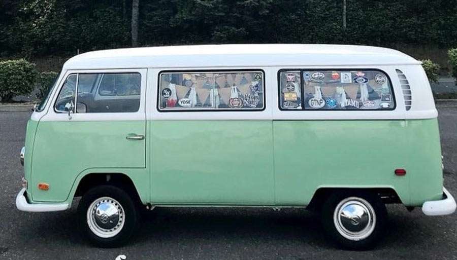 mint green volkswagen van